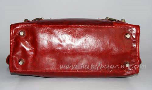 Balenciaga 084366A Red New Blanket Stitch Oversized Bag