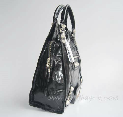 Balenciaga 084366A Black New Blanket Stitch Oversized Bag