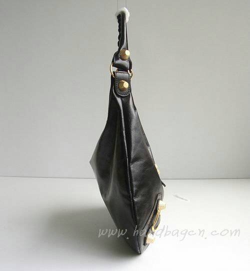 Balenciaga 084394B Black Motorcycle Fashion Leather Handbag