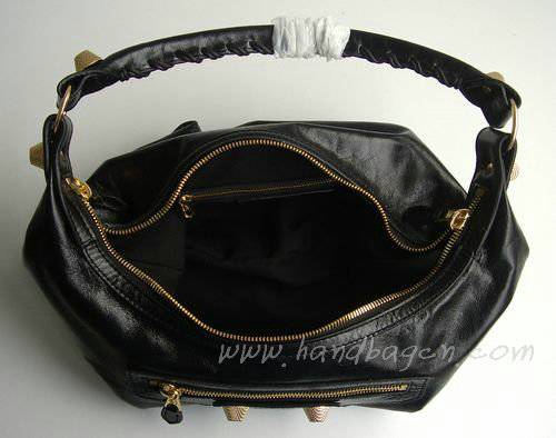 Balenciaga 084394B Black Motorcycle Fashion Leather Handbag - Click Image to Close