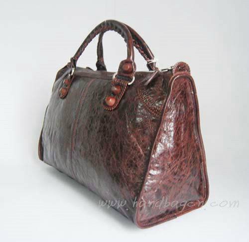 Balenciaga 084824 Dark Brown Giant Motorcycle Lambskin Leather Bag in 45cm - Click Image to Close