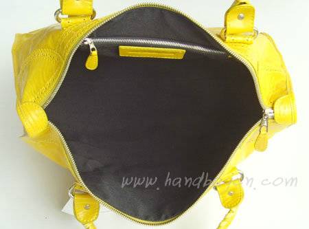 Balenciaga 084824 Lemon Yellow Giant Motorcycle Bag in 45cm