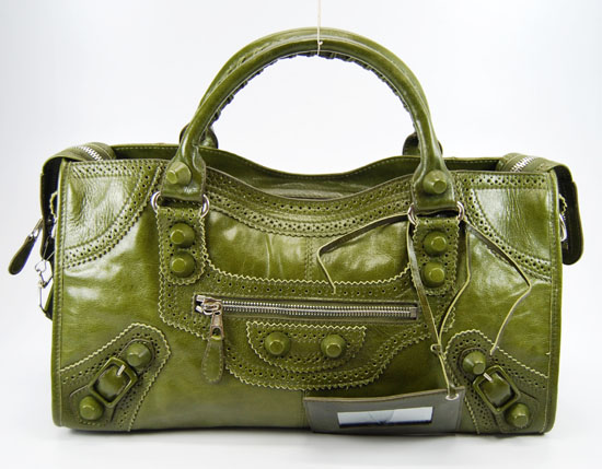 Balenciaga 084828 Army Green Motorcycle Fashion Handbag