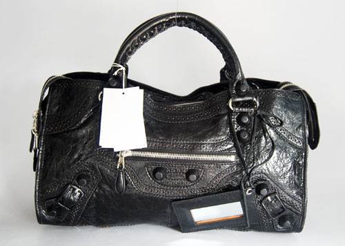 Balenciaga 084828 Black Motorcycle Lambskin Fashion Handbag - Click Image to Close