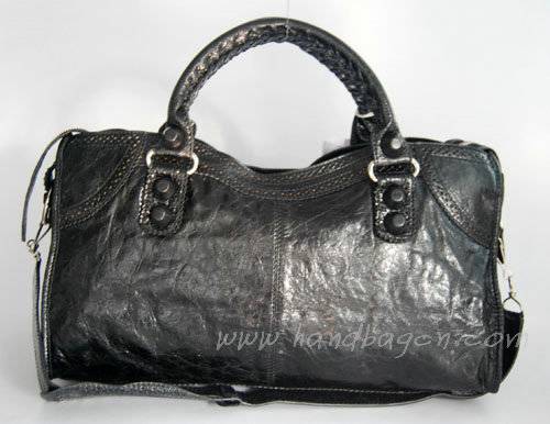 Balenciaga 084828 Black Motorcycle Lambskin Fashion Handbag