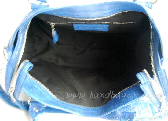 Balenciaga 084828 Blue Motorcycle Lambskin Fashion Handbag