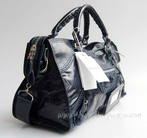 Balenciaga 084828 Dark Blue Motorcycle Fashion Handbag