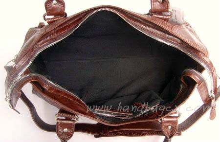 Balenciaga 084828 Dark Brown Motorcycle Lambskin Fashion Handbag