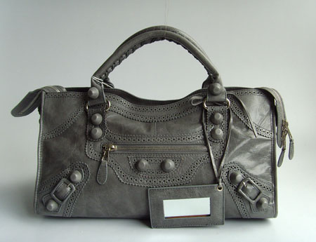 Balenciaga 084828 Dark Grey Motorcycle Lambskin Fashion Handbag
