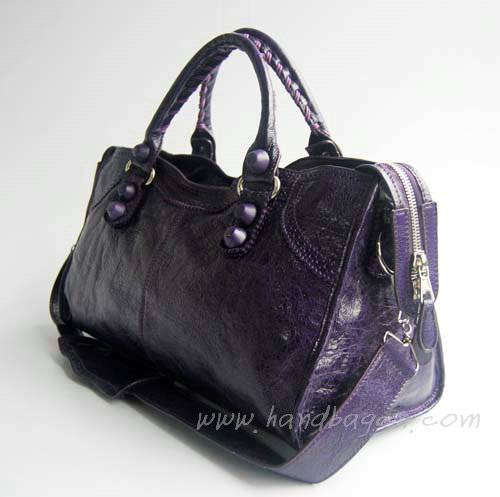 Balenciaga 084828 Dark Purple Motorcycle Lambskin Fashion Handbag - Click Image to Close
