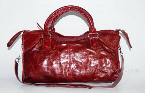 Balenciaga 084828 Dark Red Motorcycle Lambskin Fashion Handbag - Click Image to Close