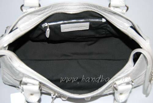 Balenciaga 084828 Grey White Motorcycle Fashion Handbag - Click Image to Close