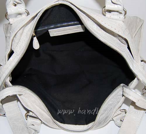 Balenciaga 084828 Light Grey Motorcycle Lambskin Fashion Handbag - Click Image to Close