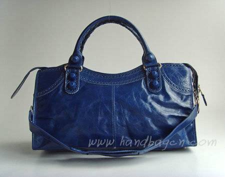Balenciaga 084828 Midium Blue Motorcycle Lambskin Fashion Handbag