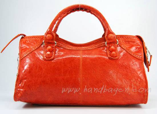 Balenciaga 084828 Orange Motorcycle Lambskin Fashion Handbag - Click Image to Close