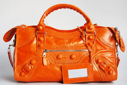 Balenciaga 084828 Orange Motorcycle Fashion Handbag - Click Image to Close