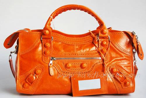 Balenciaga 084828 Orange Motorcycle Fashion Handbag - Click Image to Close