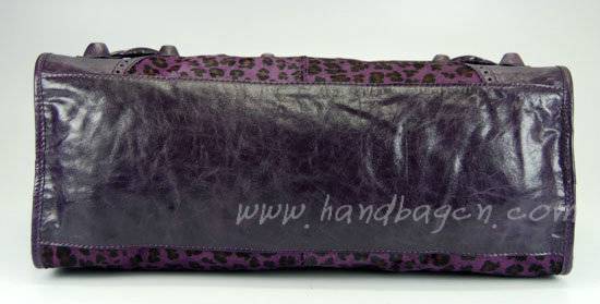 Balenciaga 084828 purple Leopard Veins Leather Handbag 43CM
