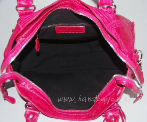 Balenciaga 084828 Pink Red Motorcycle Lambskin Fashionable Handbag - Click Image to Close