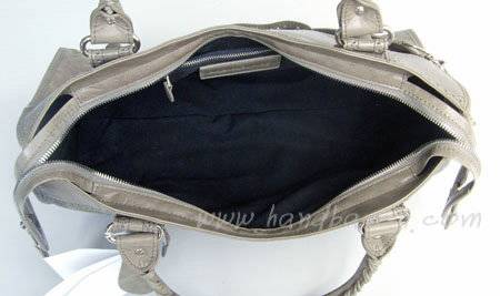 Balenciaga 084828 Silver Grey Motorcycle Lambskin Fashion Handbag - Click Image to Close