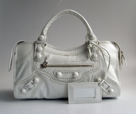 Balenciaga 084828 White Motorcycle Fashion Handbag
