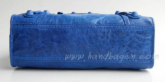 Balenciaga 084832 Blue Lambskin Arena Giant Covered City Medium Leather Handbag - Click Image to Close