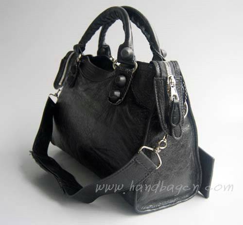 Balenciaga 084832 Dark Grey Lambskin Arena Giant Covered City Medium Leather Handbag