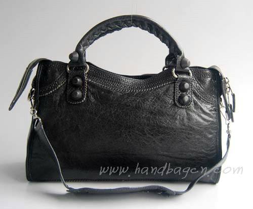 Balenciaga 084832 Dark Grey Lambskin Arena Giant Covered City Medium Leather Handbag - Click Image to Close