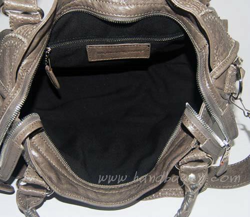 Balenciaga 084832 Grey Lambskin Arena Giant Covered City Medium Leather Handbag - Click Image to Close