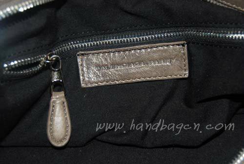 Balenciaga 084832 Grey Lambskin Arena Giant Covered City Medium Leather Handbag
