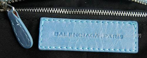 Balenciaga 084832 Light Blue Motorcycle City Tote Bag
