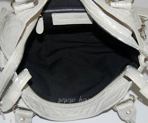 Balenciaga 084832 Light Grey Lambskin Arena Giant Covered City Medium Leather Handbag