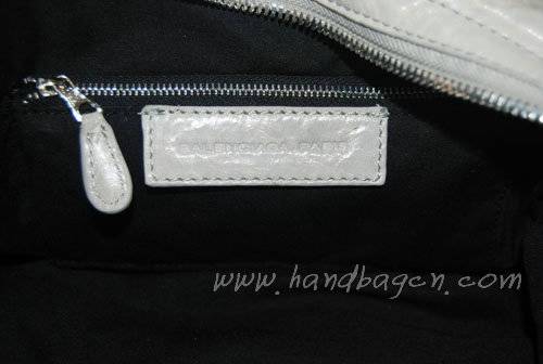 Balenciaga 084832 Light Grey Lambskin Arena Giant Covered City Medium Leather Handbag - Click Image to Close
