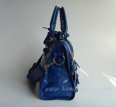 Balenciaga 084832 Medium Blue Motorcycle City Tote Bag