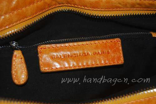 Balenciaga 084832 Orange Lambskin Arena Giant Covered City Medium Leather Handbag - Click Image to Close