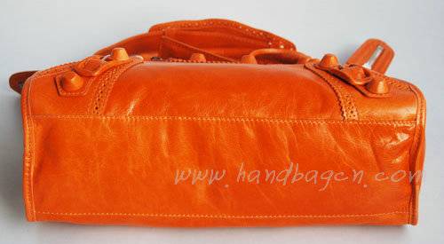 Balenciaga 084832 Orange Motorcycle City Tote Bag