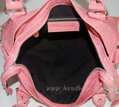 Balenciaga 084832 Pink Lambskin Arena Giant Covered City Medium Leather Handbag