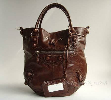 Balenciaga 084838 Dark Coffee Fall-Winter Leather Bag