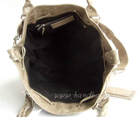 Balenciaga 084838 Silver Grey Fall-Winter Leather Bag - Click Image to Close