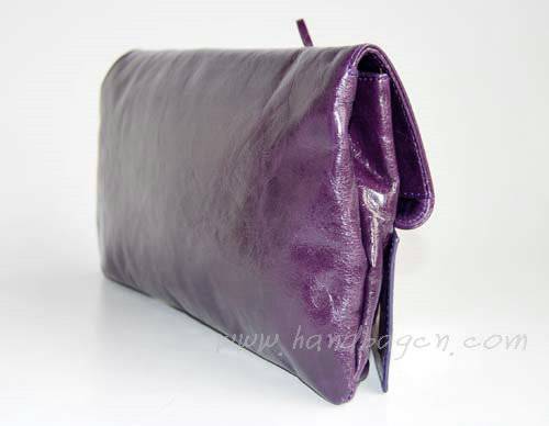 Balenciaga 084857 Aubergine Giant City Whipstitch Clutch Leather Handbag