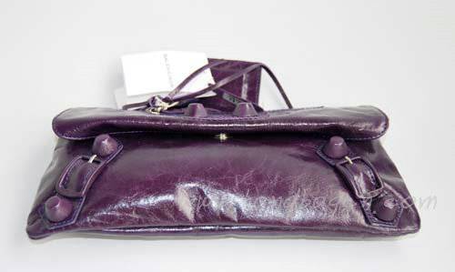 Balenciaga 084857 Aubergine Giant City Whipstitch Clutch Leather Handbag - Click Image to Close