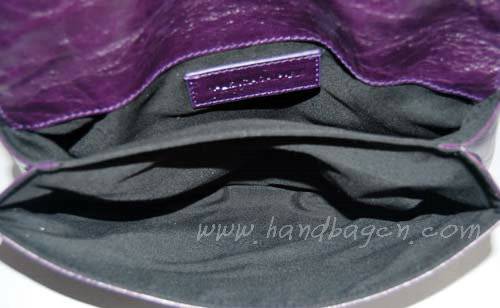 Balenciaga 084857 Aubergine Giant City Whipstitch Clutch Leather Handbag