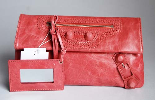Balenciaga 084857 Pink Giant City Whipstitch Clutch Leather Handbag - Click Image to Close