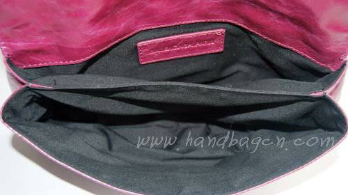 Balenciaga 084857 Purplish Red Giant City Whipstitch Clutch Leather Bag