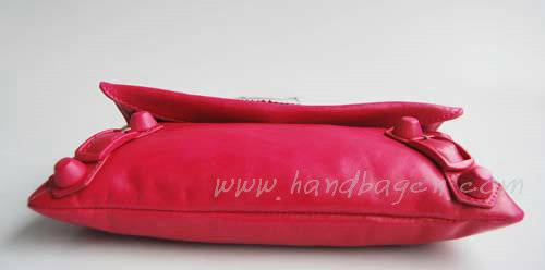 Balenciaga 084857 Pink Red Giant City Whipstitch Clutch Leather Bag