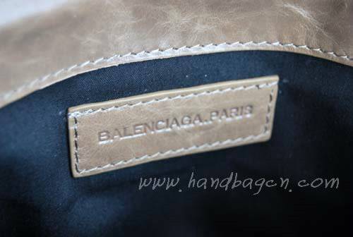 Balenciaga 084857 Silver Grey Giant City Whipstitch Clutch Leather Bag
