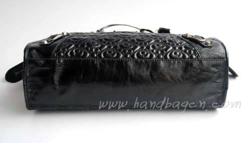 Balenciaga 084932 Black Motorcycle City Medium Lambskin Leather Handbag