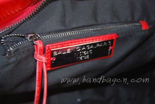 Balenciaga 084932 Light Red Motorcycle City Medium Lambskin Leather Handbag
