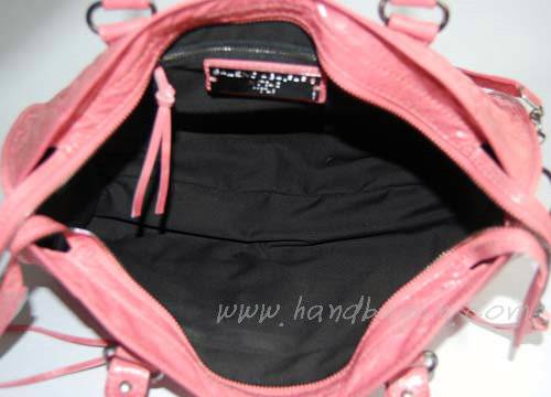 Balenciaga 084932 Pink Motorcycle City Medium Lambskin Leather Handbag - Click Image to Close
