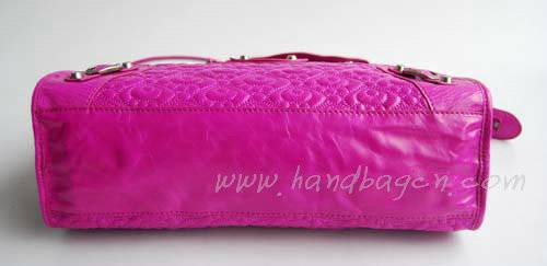 Balenciaga 084932 Pink Red Motorcycle City Medium Lambskin Leather Handbag - Click Image to Close
